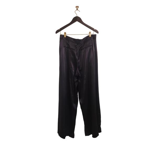 NWT Madewell The Harlow Superwide-Leg In Stretch Satin Holiday Black 6 - Picture 9 of 11